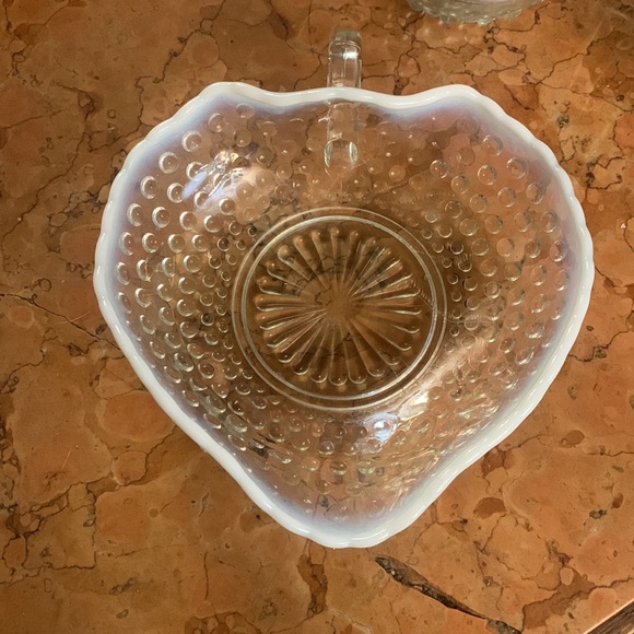 Vintage Anchor Hocking Moonstone Clear Opalescent Hobnail Glassware 5 Serving pc - Picture 5 of 8